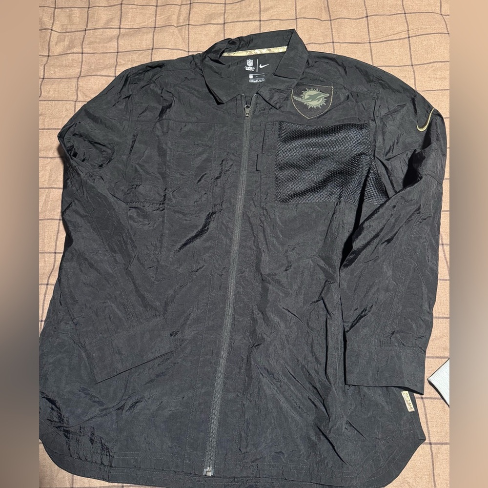 Nike NFL Miami Dolphins On-Field Jacket Mens Large Black